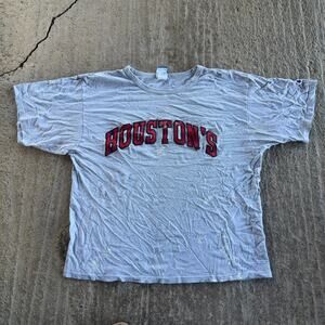 VINTAGE 90S CHAMPION HOUSTONS T-SHIRT GRAPHIC GRAY MENS XXL SOME STAINS